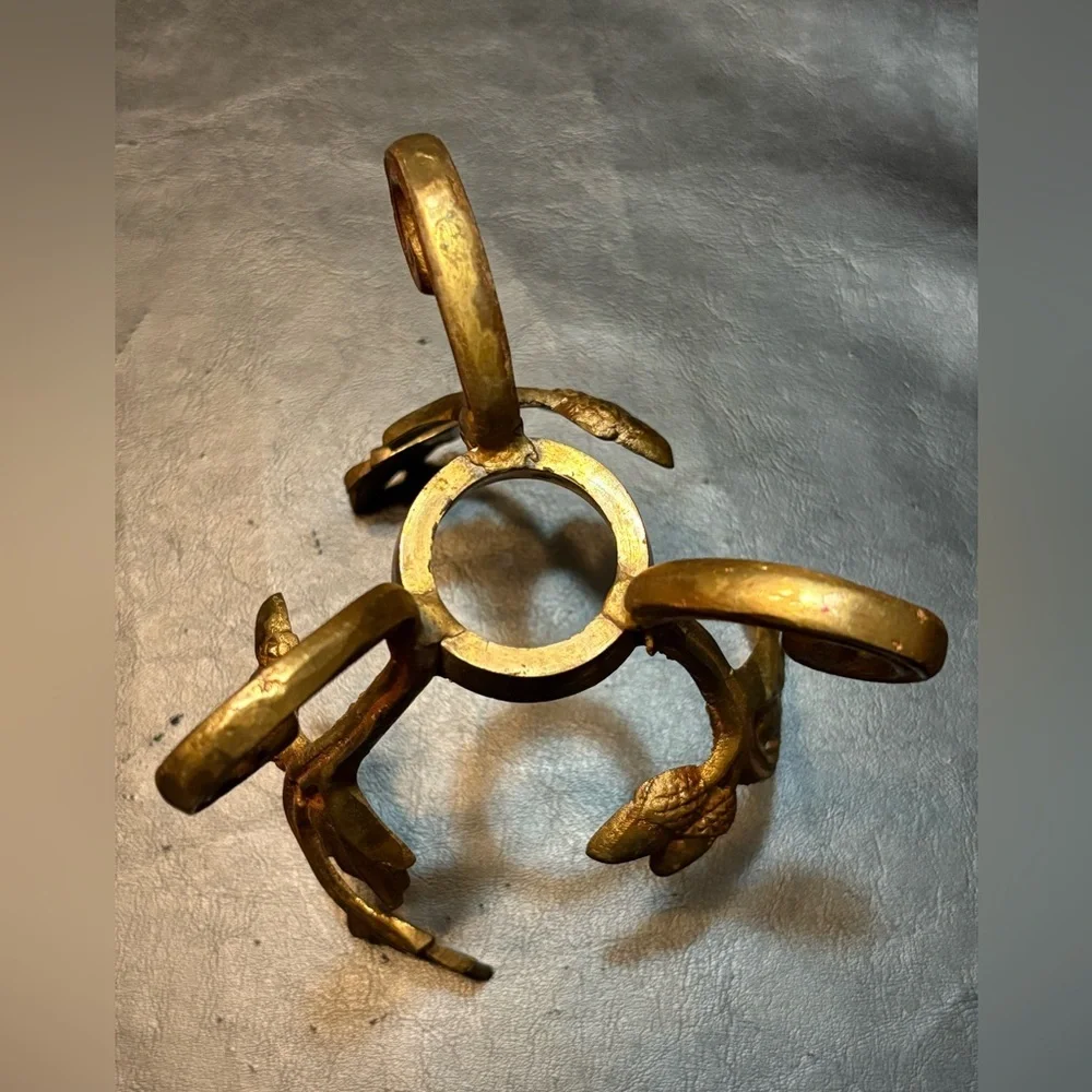 Brass acorn and leaves candle holder
